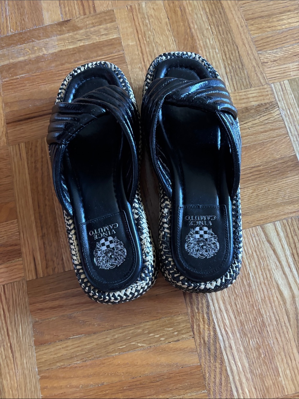 Vince Camuto Black Braided-Trim Slide Mules - Picture 12 of 12